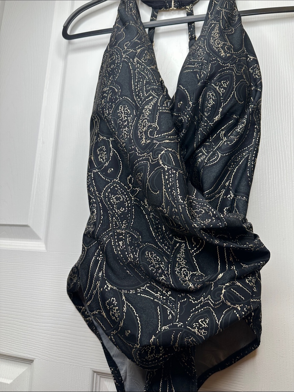 Miraclesuit Black One-Piece Swimsuit with Metallic Paisley Accents - Picture 6 of 8